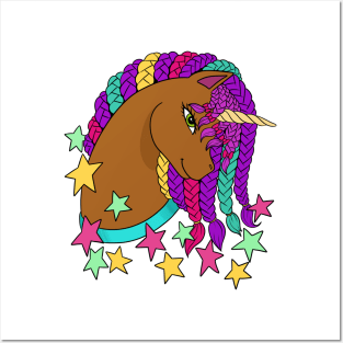 Black Unicorn | Afro Unicorn With Braided Mane Posters and Art